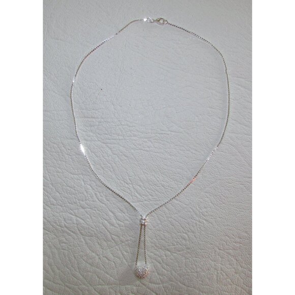 Sterling Silver CZ Dome and Pave Heart Dangle Pendant - NEW - Picture 5 of 12